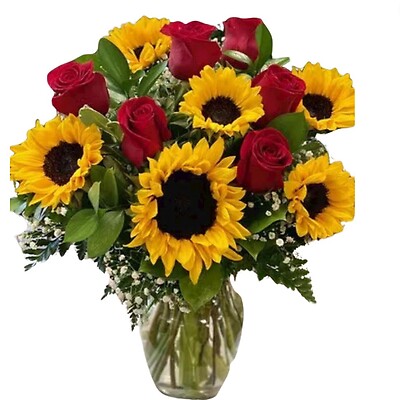 Sunflowers &amp; Red Roses